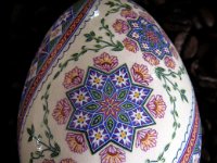Ring Around The Rosie Ukrainian Easter Egg Pysanky By So Jeo : pysanky pysanka ukrainian easter egg batik art sojeo florals flowers birds stars trees vines blooms buds bluebird owl art sojeo "so jeo" eggshell egg shell blown decoration ivy garden rainbow rosie posy nightshad victorian trees etched brown chicken eggs turkey